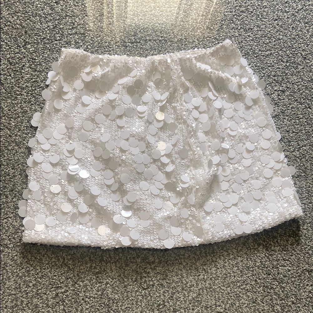 Sequin Embellished White Skirt